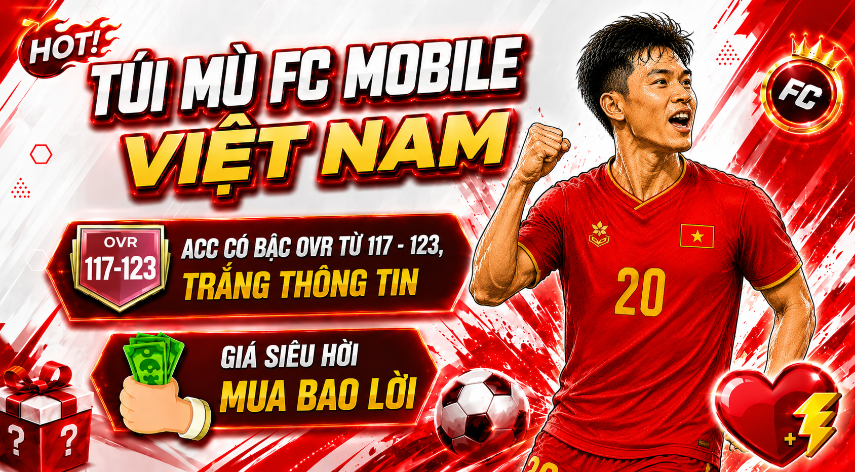 Túi Mù FCM Đội Hình OVR từ 117 đến 123 - Trắng Thông Tin
