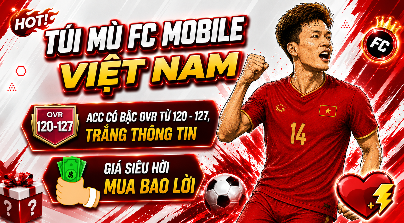 Túi Mù FCM Đội Hình OVR từ 120 đến 127 - Trắng Thông Tin