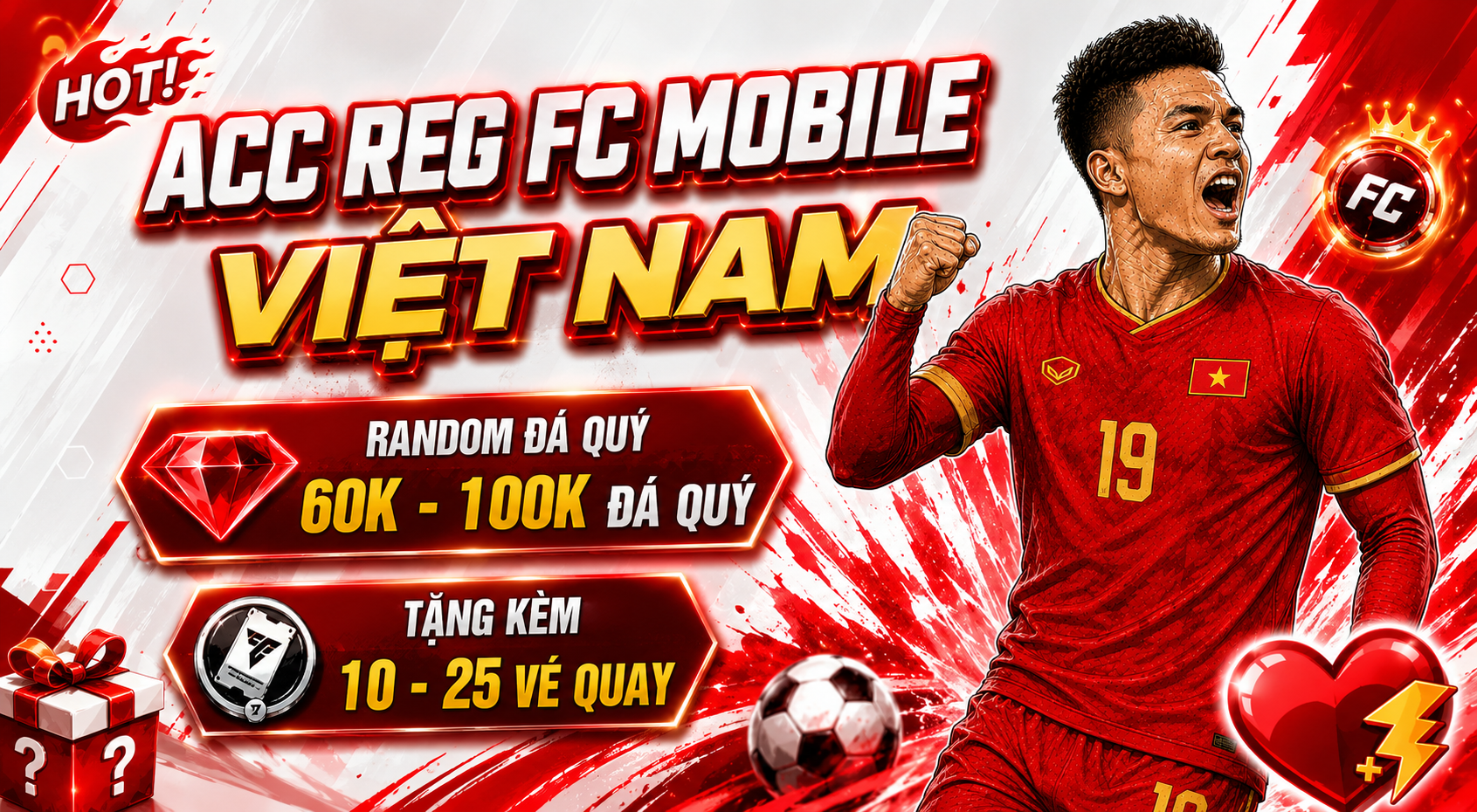 🇻🇳 Acc Reg Đá Quý Fc Mobile Vn [ 60k - 100k Đá Quý ] + [ 10 - 25 Vé ]