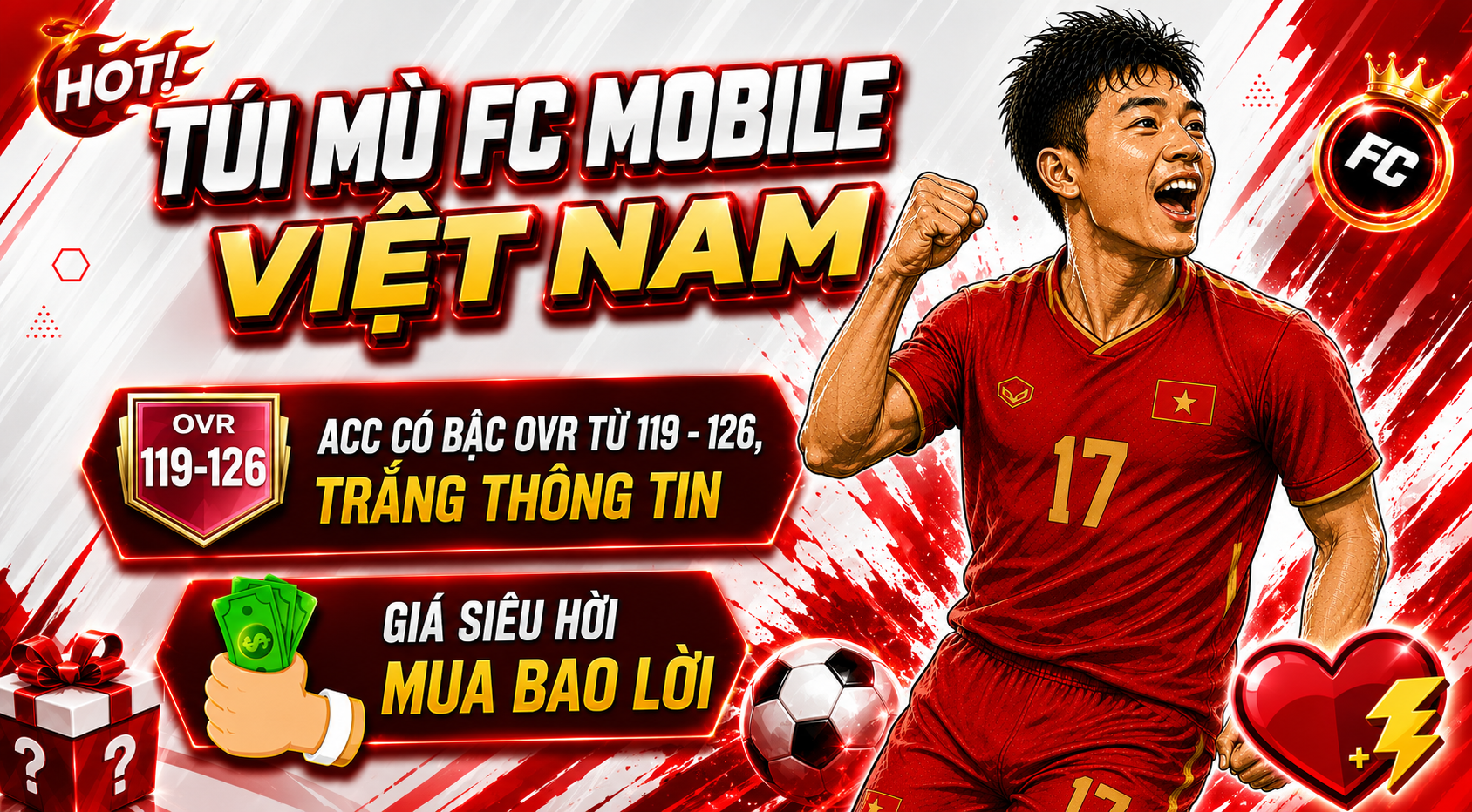 Túi Mù FCM Đội Hình OVR từ 119 đến 126 - Trắng Thông Tin